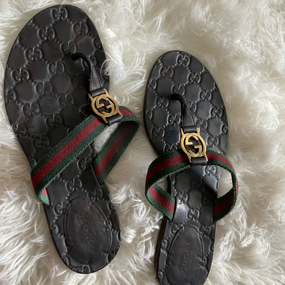 Gucci Web Strap Thong Sandals